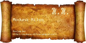 Moduna Milos névjegykártya